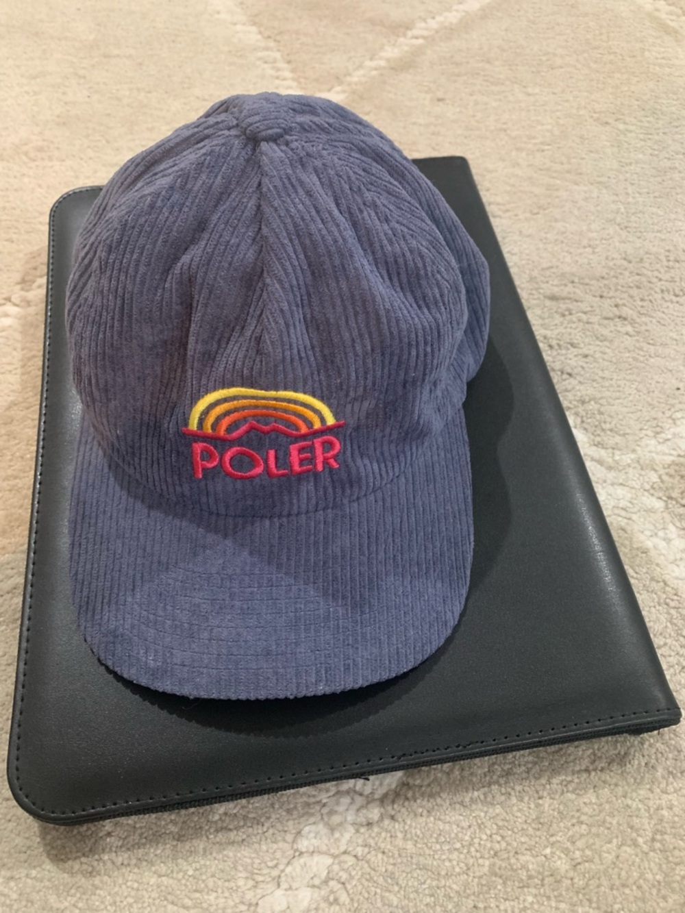 Poler Navy Corduroy Cap with Multicolor Embroidered Logo